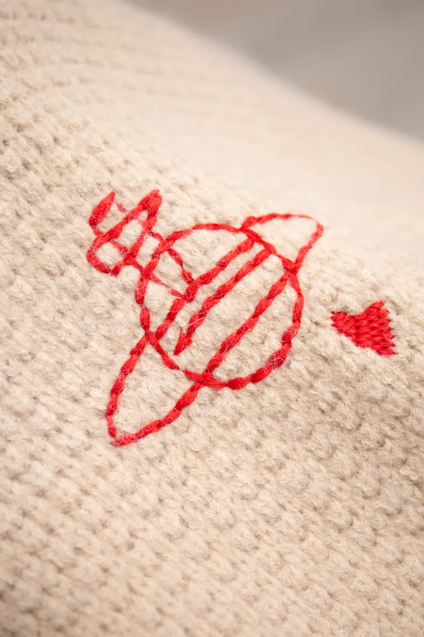 vivienne west wood Queen Mother West 25 Saturn red label limited classic scarf wool knitted short cardigan sweater S M L